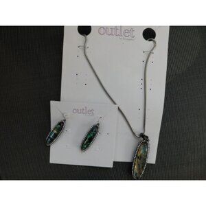 Lia Sophia 3 Piece Marble Bling Pendant Earring Set NWT